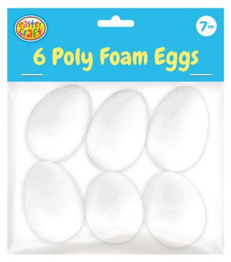 Poly foam eggs 47x70mm 6pk