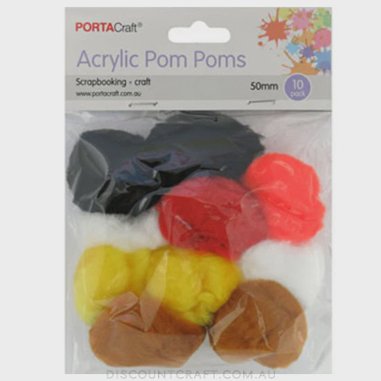 Acrylic pom poms 50mm 10pk