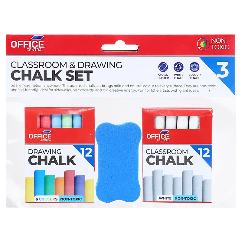 Chalk Set with Duster 3pk