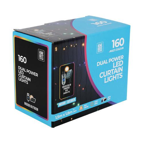 Solar LED curtain lights 160LED multi colour