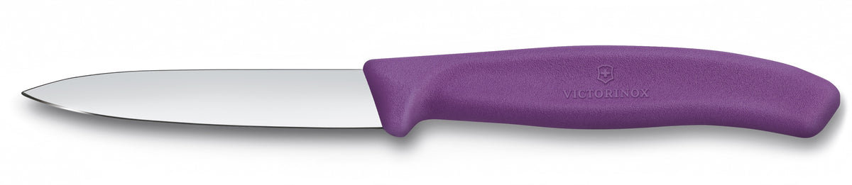 Paring knife straight edge pointed tip 8cm purple
