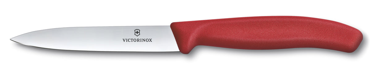Paring knife straight edge pointed tip 10cm red