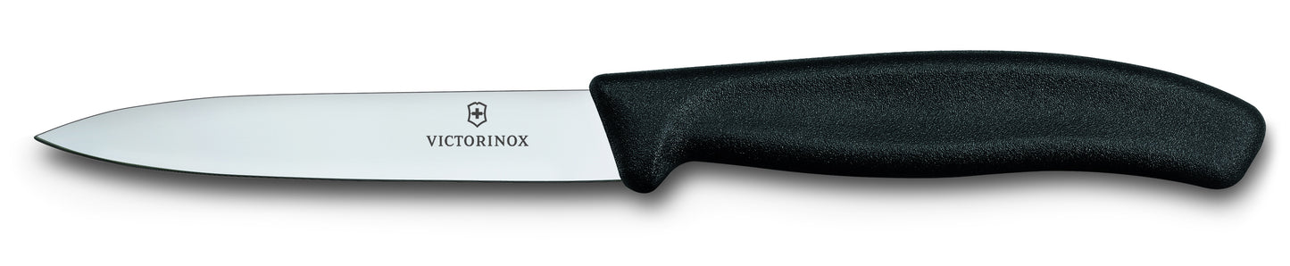 Paring knife straight edge pointed tip 10cm black