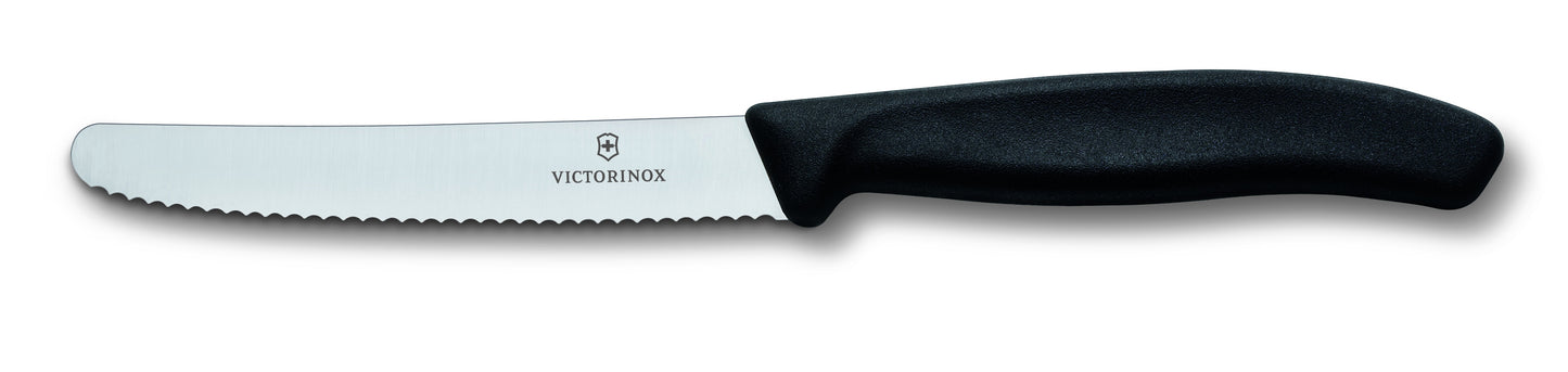Steak & Tomato knife wavy edge round tip 11cm black