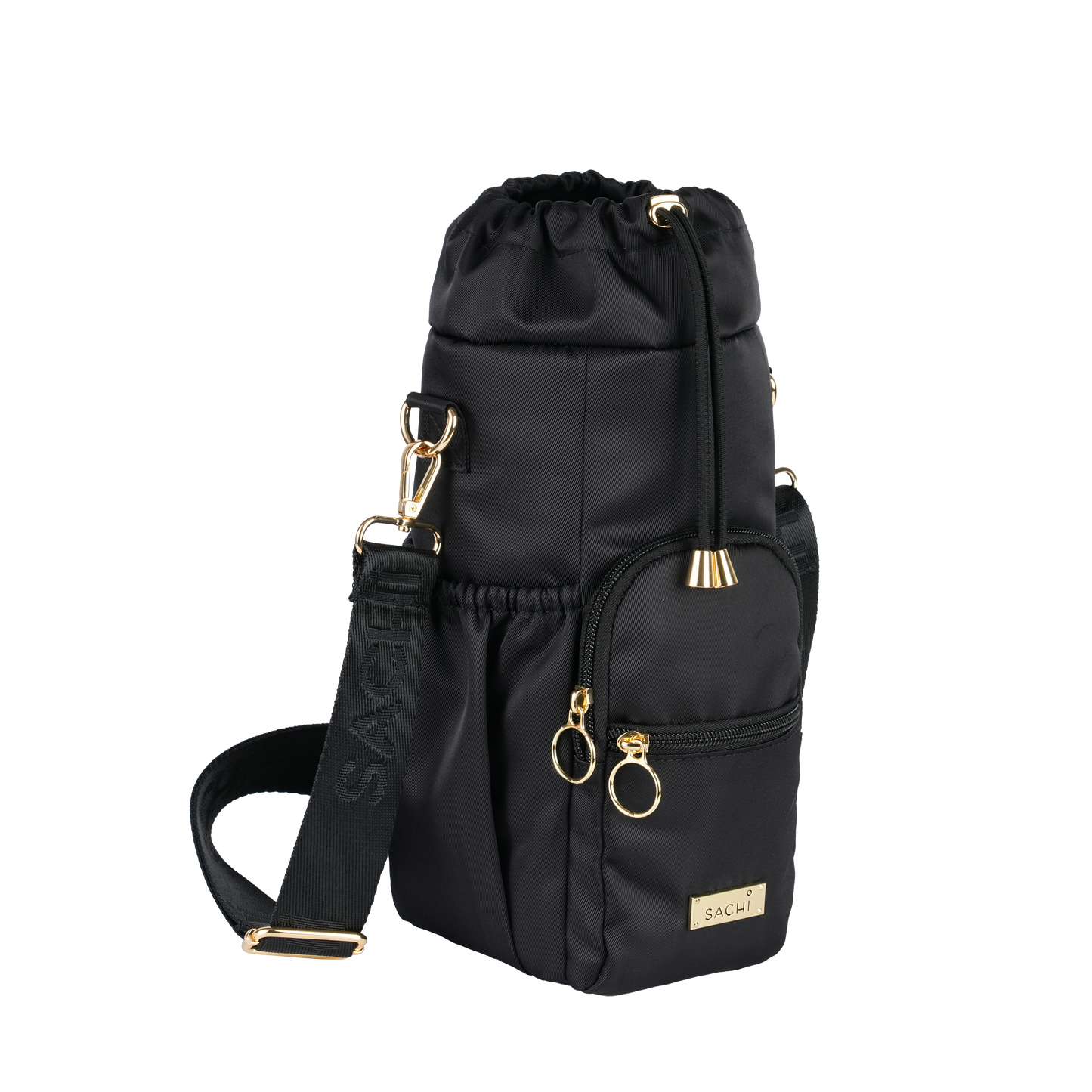 Crossbody insulated bottle bag black