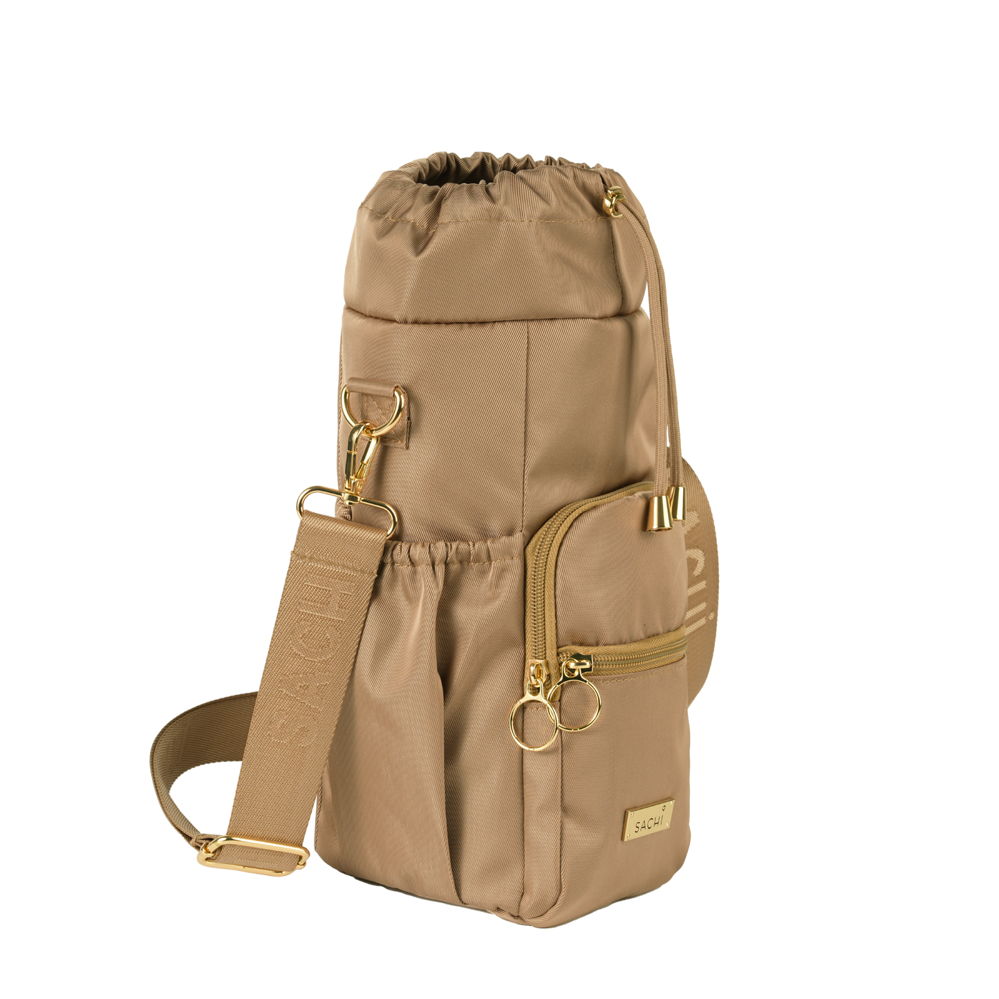 Crossbody insulated bottle bag latte