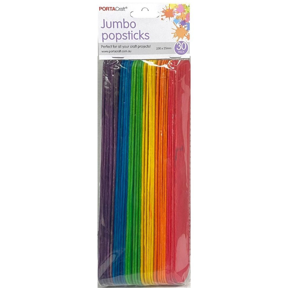 Popsticks 200x25mm Jumbo 30pk coloured