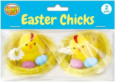 Nests w/chicks. eggs & flower 2pk