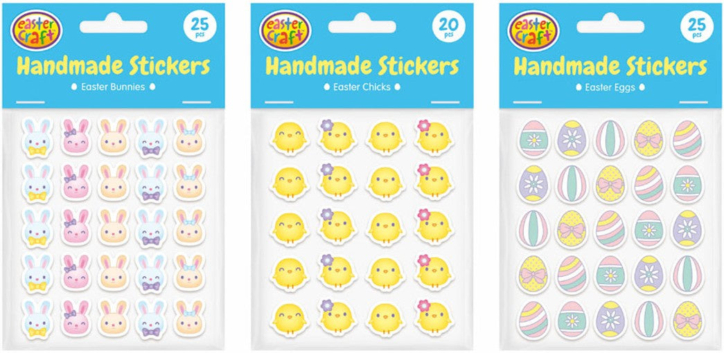 Handmade Easter stickers 3 asst