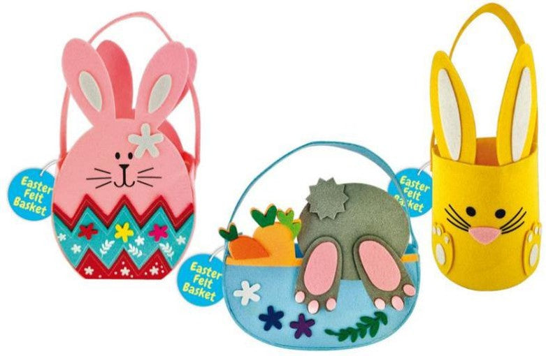 Character felt basket 3 asst