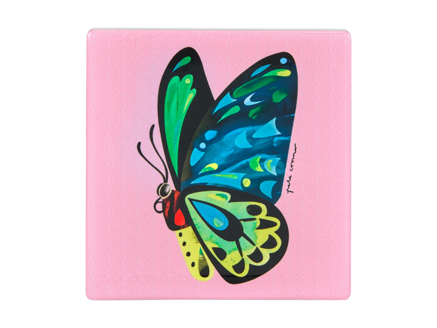Peter Cromer garden ceramic sq coaster 9.5cm butterfly