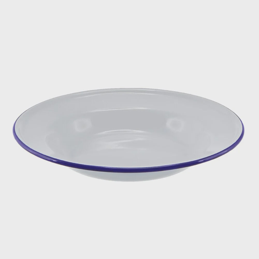 Enamel Soup plate 24cm White/blue rim