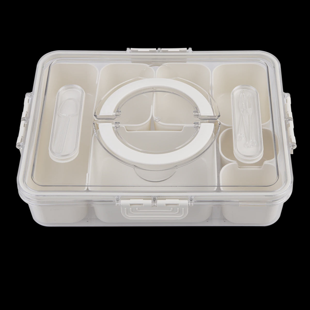 Pizzazz rectangular 7 compartment grazing box w/handles