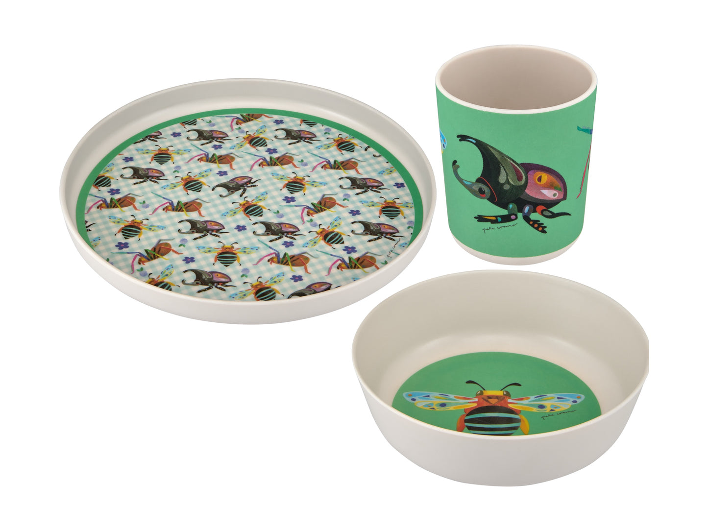 Pete Cromer melamine kids dinnerset green