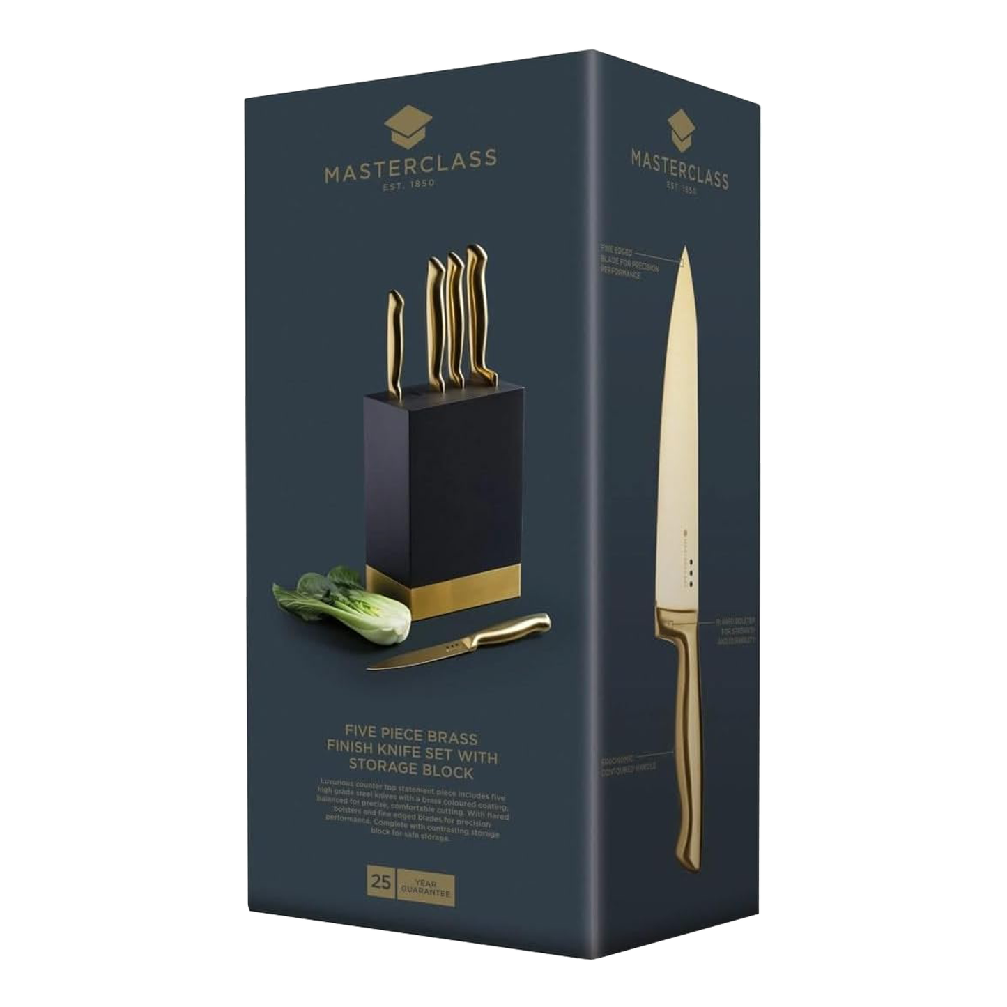 Brass/Black Metallic Knife Block Set 5pce