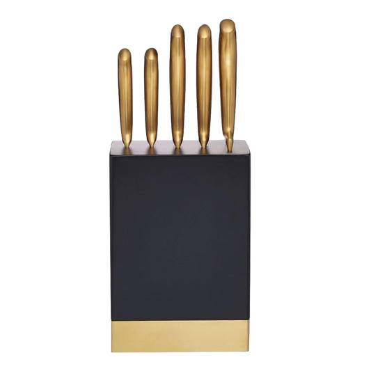 Brass/Black Metallic Knife Block Set 5pce