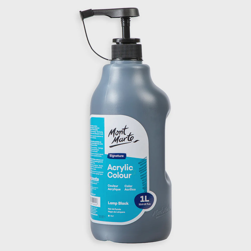 Acrylic paint lamp black 1L w/pump