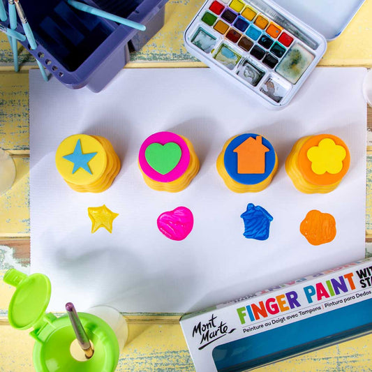Kids Finger Paint with Stamps - 4 Colours