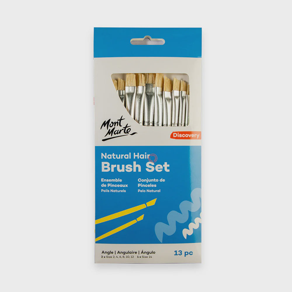 Natural hair flat angle brush 13pce set