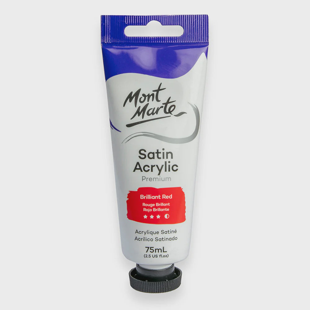 Satin acrylic brilliant red paint 75ml