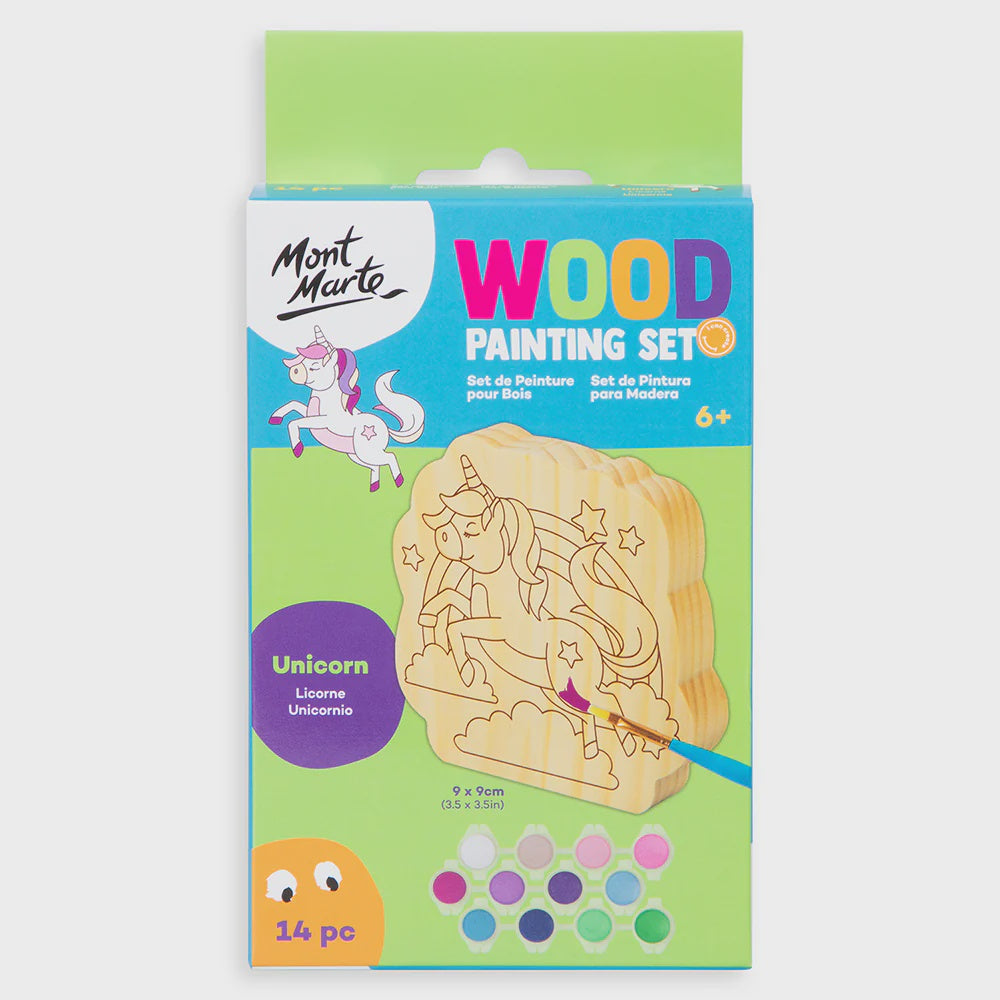 Wood painting set 14pc unicorn