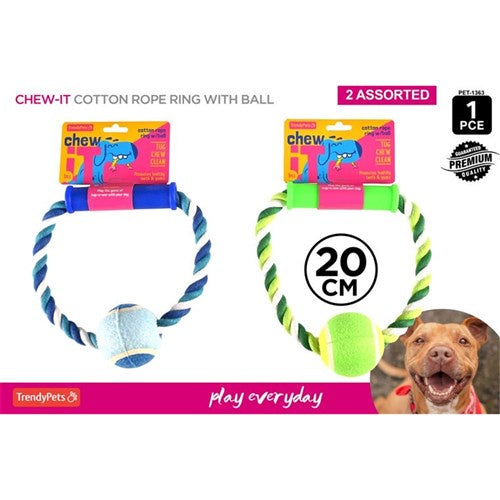 Rope ball ring 20cm asst