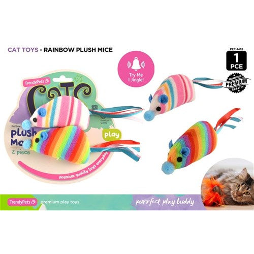 Rainbow cat mouse toy 2pce set