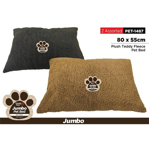 Plush teddy fleece pet bed medium 80x55cm