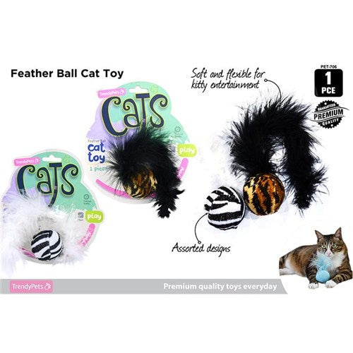 Cat toy ball w/tail 1pc