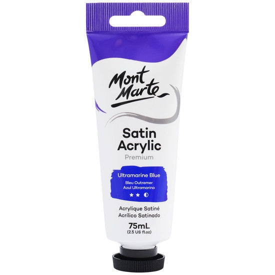 Satin acrylic premium ultramarine blue paint 75ml