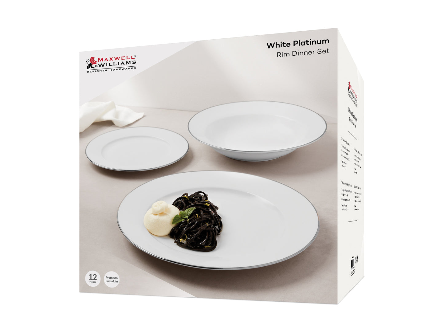 White platinum rim dinner set 12pce GB