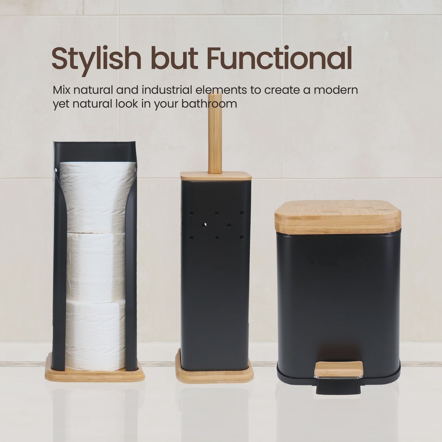 Eco basics 3 in 1 bathroom set sqr black