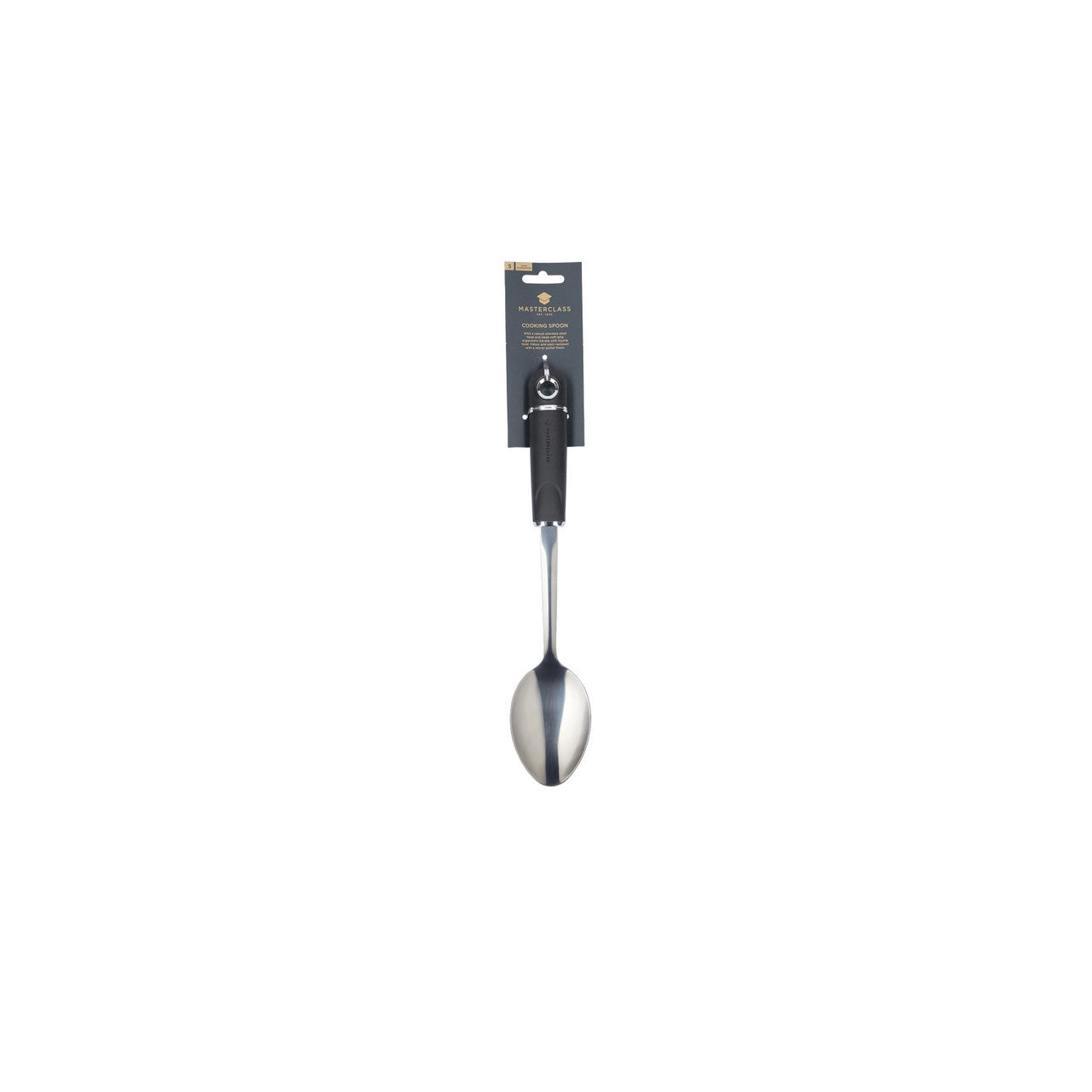 Soft grip solid cooking spoon s/s