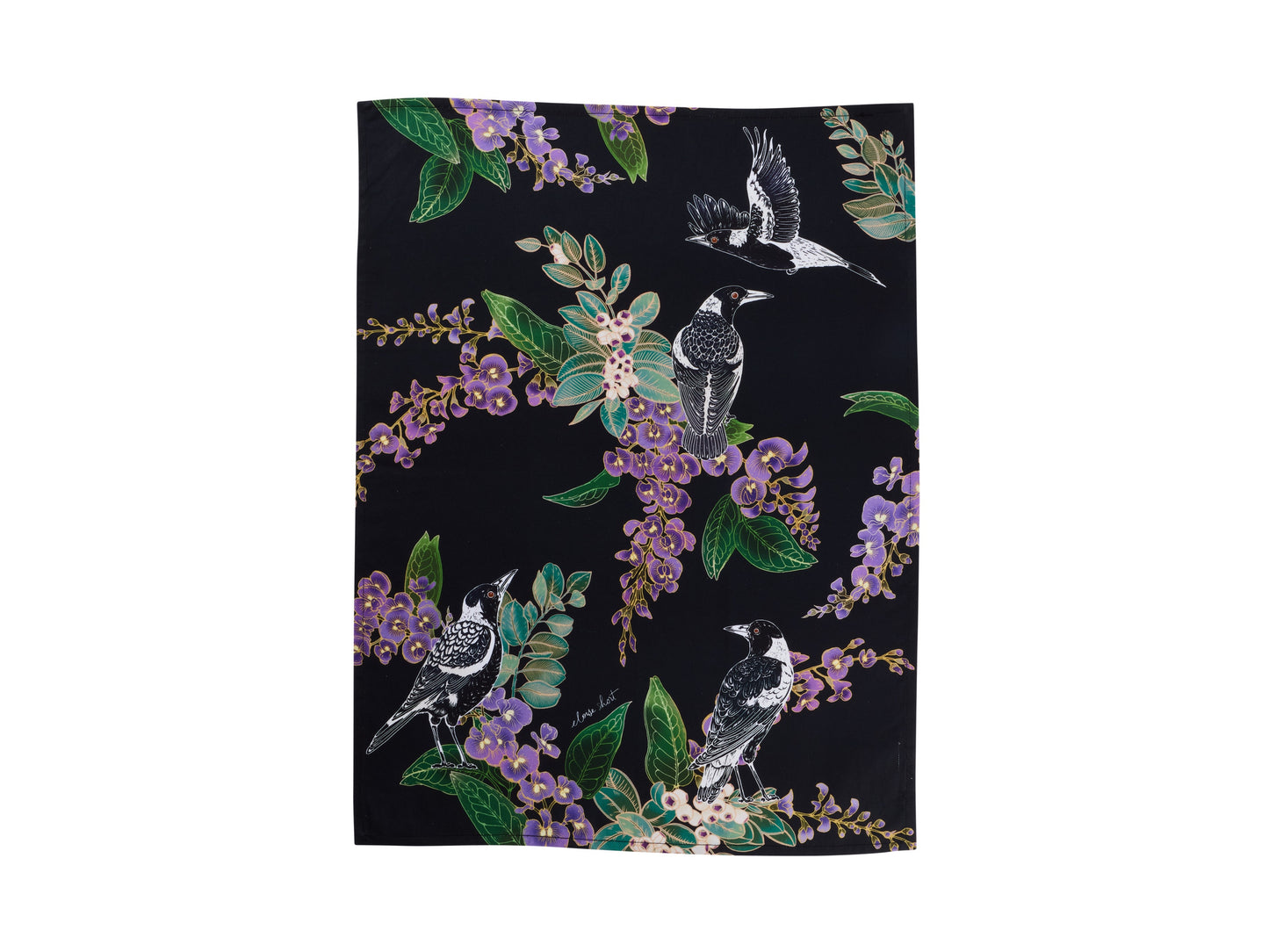 Eloise Short native grace Magpie tea towel 50x70cm