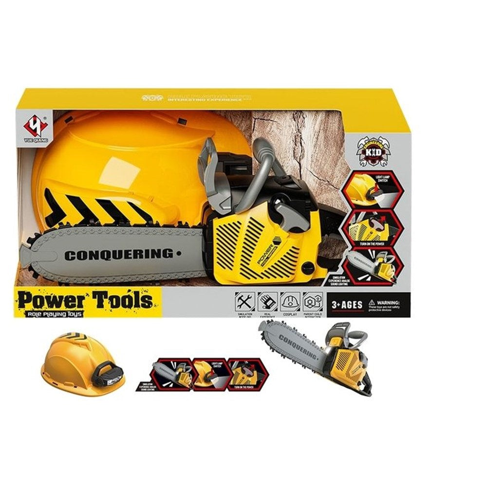 Chainsaw & Helmet tool set w/light & sound