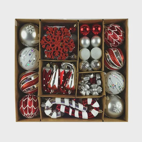 S/100 Christmas decorations 35x31cm red/silver