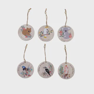 8cm MDF Aussie critter hanging deco 6 asst