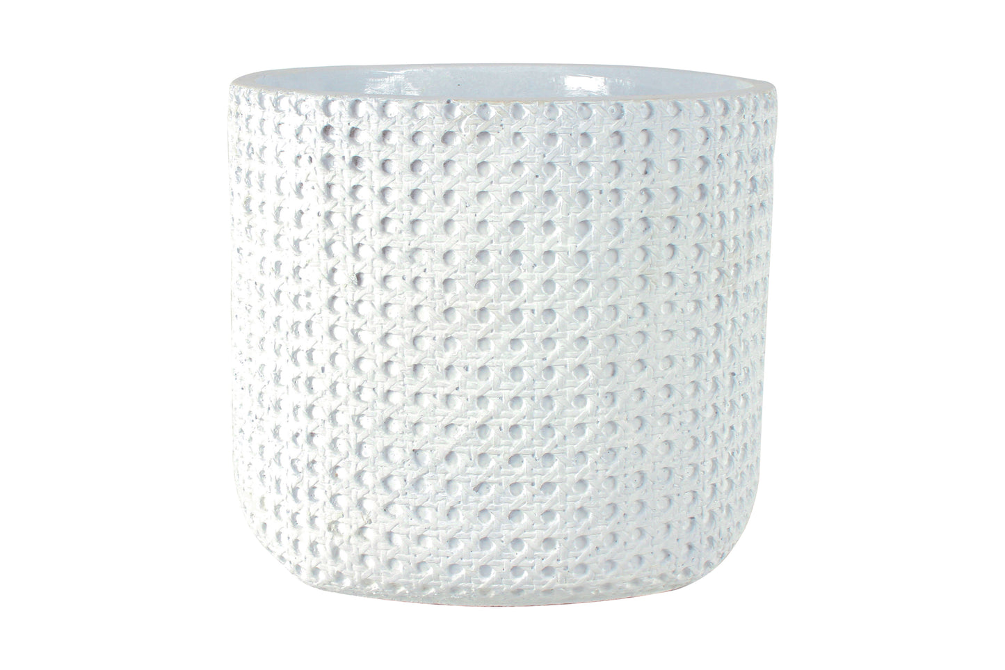Henry textured cement pot w/hole and stopper 26x24cm