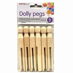 Dolly pegs 6pack natural
