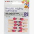 Clothes pegs 30x3mm Ladybug 10pk