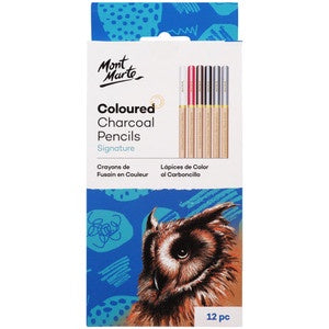 Coloured charcoal pencils 12pce