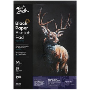Black paper sketch pad A4 25 sheets 140gsm