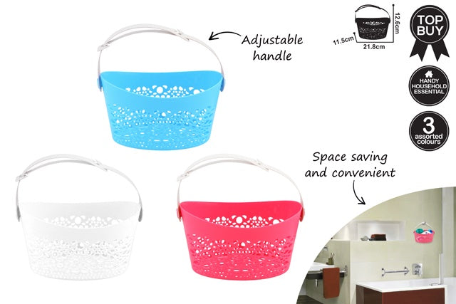Storage basket with adj handle 22x1x12cm