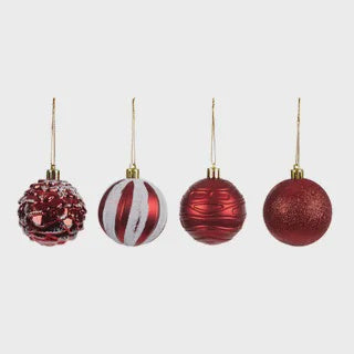 S/12 plastic baubles 6cm red