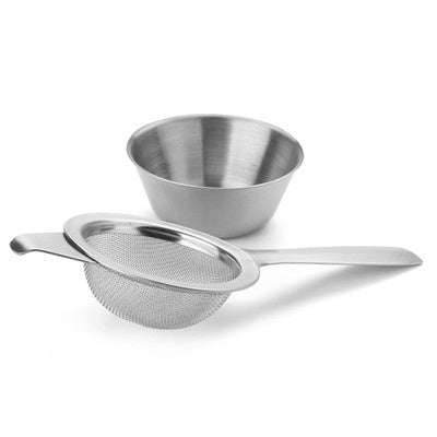 Tea strainer long handles w/bowl