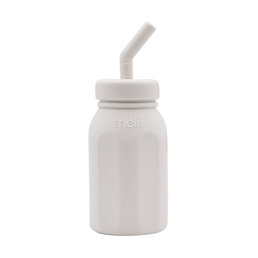 Silicone straw bottle ivory