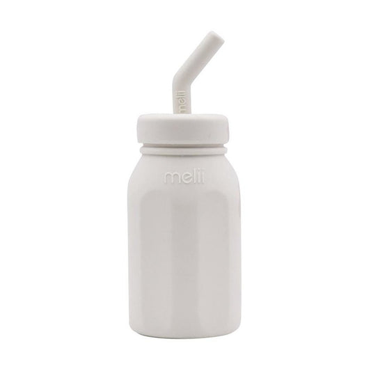 Silicone straw bottle ivory