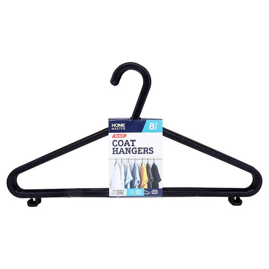 Home Master Coat Hangers 8 pack Black Plastic