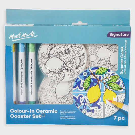 Colour in ceramic coaster set 7pce