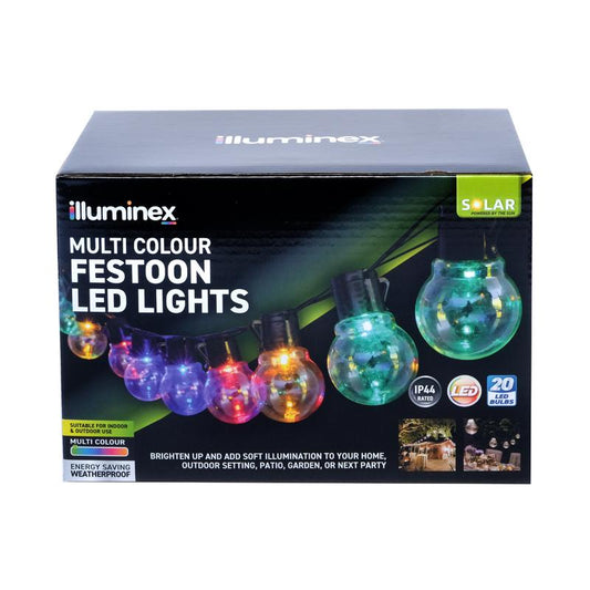 Illuminex Solar Festoon Multi Coloured Lights